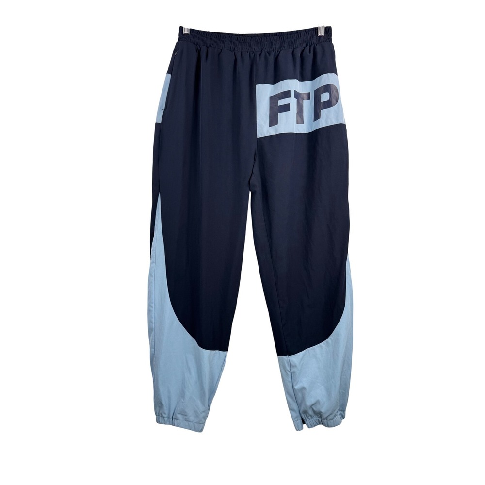 FTP Logo Track Pants blue‎ multi baggy retro sporty color block 90s Y2K sz XL